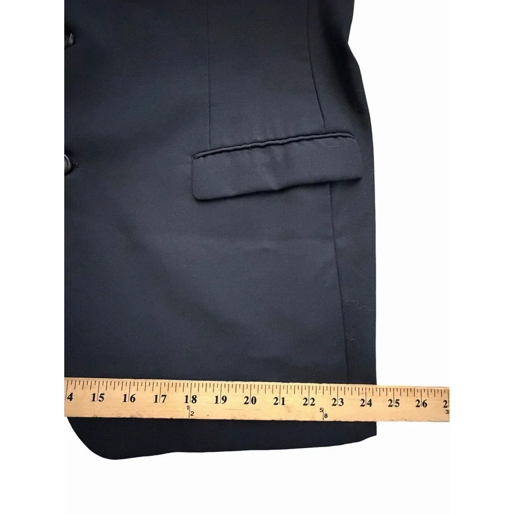 Lauren Ralph Lauren Size 46L Black 100% Wool Button Blazer Coat Mens #CCC11-1